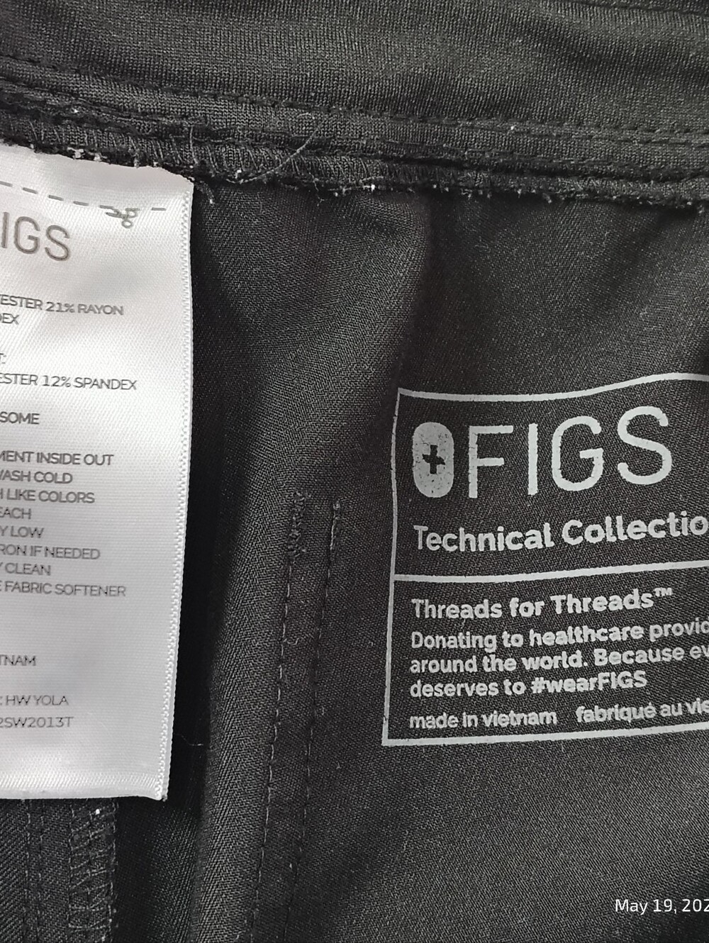 FIGS High Waisted Yola Black Scrub Pants Women MEDIUM TALL Technical Medical - Picture 2 of 4